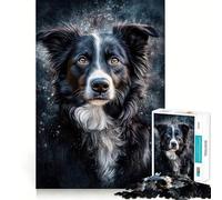 Puzzle da 1000 pezzi per ragazzi,ritratto di Border Collie,ritaglio preciso,gioco stimolante per la mente,ideale per rilassarsi,perfetto per il tempo libero a Natale 38x52cm