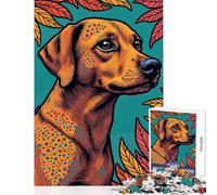 Puzzle da 1000 pezzi per ragazzi ritratto di cane con foglie gioco pratico taglio di precisione giocattolo antistress migliora l'amore tra le coppie (26x38cm)
