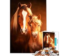 Puzzle da 1000 pezzi per ragazzi ritratto di cavalli madre e puledro giocattolo educativo gioco rilassante regalo di compleanno (dimensioni 38x52cm)