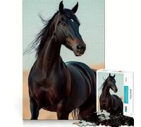 Puzzle da 1000 pezzi per ragazzi,ritratto di cavallo nero,taglio preciso,gioco per allenare la mente,momento di relax,divertimento per il compleanno 38x26cm