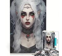 Puzzle da 1000 pezzi per ragazzi, ritratto di elfo fantasy con lacrime di sangue, gioco per famiglie, divertente e umoristico, adatto come decorazione da scrivania 38x52cm