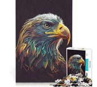 Puzzle da 1000 pezzi per ragazzi, ritratto di falco, gioco educativo, gara di velocità manuale, gioco di sfida unico 38x26cm