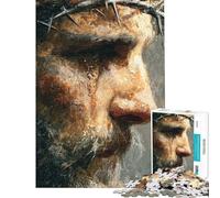 Puzzle da 1000 pezzi per ragazzi ritratto di Gesù Cristo con corona di spine puzzle per adulti giocattolo decorativo da parete per rievocare ricordi regalo di compleanno e unico (dimensioni 38x52cm)