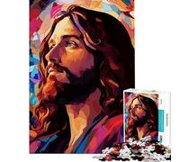 Puzzle da 1000 pezzi per ragazzi ritratto di Gesù Cristo in stile astratto Giocattolo educativo rilassante ideale per il divertimento in famiglia e come regalo di Babbo Natale segreto (50x75cm)