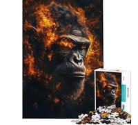 Puzzle da 1000 pezzi per ragazzi ritratto di gorilla infuocato sfida impegnativa da completare decorazione murale gioco educativo per ragazzi dai 14 anni in su (38x52cm)