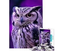 Puzzle da 1000 pezzi per ragazzi ritratto di gufo viola ideale per compleanni e Natale Un'opera d'arte un gioco impossibile per ragazzi dai 14 anni in su (38x52cm)