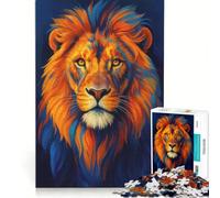 Puzzle da 1000 pezzi per ragazzi, ritratto di leone colorato, giocattolo fai-da-te, migliora la memoria, collezione d'artista, belle arti 38x52cm