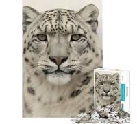 Puzzle da 1000 pezzi per ragazzi ritratto di leopardo delle nevi tra montagne nebbiose gioco per famiglie decorazione per la casa interazione genitore-figlio (dimensioni 38x52cm)