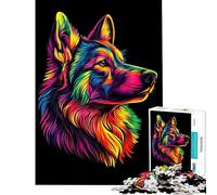 Puzzle da 1000 pezzi per ragazzi ritratto di lupo arcobaleno attività divertenti da fare a casa decorazione murale gioco pratico per ragazzi dai 14 anni in su (38x26cm)