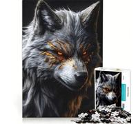 Puzzle da 1000 pezzi per ragazzi, ritratto di lupo dorato, gioco impossibile, interazione genitore-figlio, regalo di Natale o compleanno 38x52cm