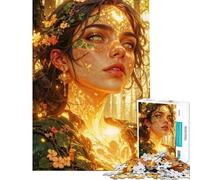 Puzzle da 1000 pezzi per ragazzi ritratto di ninfa della foresta dorata puzzle per adulti giochi rilassanti taglio di precisione ideale per compleanni e Natale (dimensioni 38x52cm)