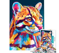 Puzzle da 1000 pezzi per ragazzi ritratto di ocelot colorato puzzle da 1000 pezzi decorazione per la casa giocattolo modello da assemblare offerta regalo per tutta la famiglia (38x26cm)