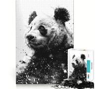 Puzzle da 1000 pezzi per ragazzi,ritratto di panda in bianco e nero ad acquerello,gioco di incastro preciso,gioco di abilità di pensiero,divertimento tranquillo,divertimento per il compleanno 50x75cm