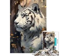 Puzzle da 1000 pezzi per ragazzi ritratto di tigre bianca puzzle da 1000 pezzi decorazione per la casa giocattolo modello da assemblare offerta regalo per tutta la famiglia (38x52cm)