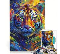 Puzzle da 1000 pezzi per ragazzi, ritratto di tigre colorata nella giungla, gioco educativo, per divertimento in famiglia, regalo per amici e parenti 50x75cm