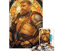 Puzzle da 1000 pezzi per ragazzi ritratto di un cavaliere medievale in armatura dorata Puzzle educativo per tutta la famiglia ideale per migliorare la memoria e stimolare la mente 50x75cm