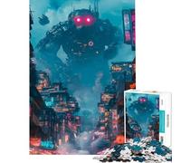 Puzzle da 1000 pezzi per ragazzi Robot gigante sopra la città Attività divertenti da fare a casa Sfida impegnativa Gioco pratico adatto a persone dai 14 anni in su 50x75cm