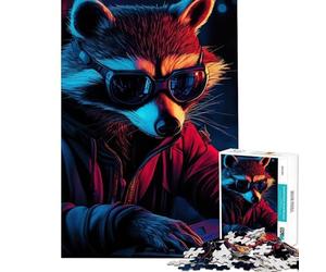 Puzzle da 1000 pezzi per ragazzi Rocket Raccoon Cyberpunk ideale per compleanni e Natale Giocattolo educativo adatto a partire dai 14 anni (38x52cm)