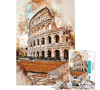 Puzzle da 1000 pezzi per ragazzi Roma in acquerello puzzle per adulti gioco pratico decorazione da parete compleanno e Natale (dimensioni 38x26cm)