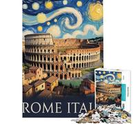 Puzzle da 1000 pezzi per ragazzi Roma Italia Colosseo stile Van Gogh Puzzle per adulti giochi rilassanti migliorano la memoria regalo per amici e familiari (dimensioni 38x26cm)