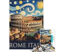 Puzzle da 1000 pezzi per ragazzi Roma Italia Colosseo stile Van Gogh puzzle per adulti gioco rilassante decorazione murale sfida educativa (dimensioni 38x52cm)