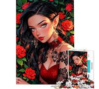 Puzzle da 1000 pezzi per ragazzi - Rosa - Principessa elfa tra le rose - Puzzle per ragazzi - Gioco pratico di assemblaggio - Regalo per amici e familiari (Dimensioni 38x26cm)