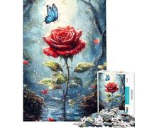 Puzzle da 1000 pezzi per ragazzi rosa rossa nella foresta gioco per ragazzi gioco per famiglie taglio di precisione regalo antistress (dimensioni 38x26cm)
