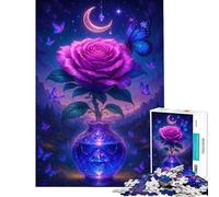 Puzzle da 1000 pezzi per ragazzi rosa viola in vaso di cristallo con farfalle sfida impegnativa da completare antistress decorazione da parete per ragazzi dai 14 anni in su (38x52cm)