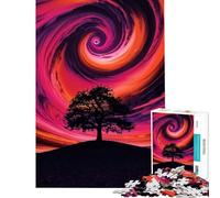 Puzzle da 1000 pezzi per ragazzi sagoma di albero con cielo vorticoso gioco stimolante e divertente un'opera d'arte idee regalo (dimensioni 38x52cm)
