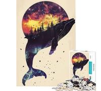 Puzzle da 1000 pezzi per ragazzi sagoma di balena galassia rompicapo gioco stimolante giocattolo ideale come regalo e per divertirsi in famiglia (dimensioni 38x52cm)