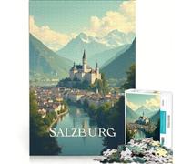 Puzzle da 1000 pezzi per ragazzi, Salisburgo, Austria, giocattolo educativo, decorazione per la casa, con poster e foglio di curiosità abbinati 38x26cm