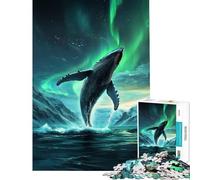 Puzzle da 1000 pezzi per ragazzi Salto della balena sotto l'aurora boreale puzzle per adulti giochi divertenti per tutta la famiglia regalo antistress (dimensioni 50x75cm)