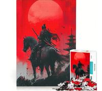 Puzzle da 1000 pezzi per ragazzi Samurai a cavallo sotto la luna rossa decorazione da parete regalo di compleanno per rafforzare l'amore tra le coppie 38x26cm