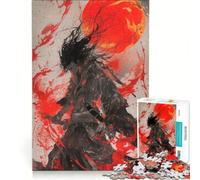 Puzzle da 1000 pezzi per ragazzi samurai con luna rossa gioco educativo taglio di precisione ottimo regalo per gli appassionati di videogiochi 38x52cm
