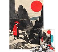 Puzzle da 1000 pezzi per ragazzi samurai in un paesaggio montano giochi per famiglie giocattoli educativi regali per il Secret Santa adatto alle coppie (dimensioni 38x26cm)