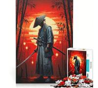Puzzle da 1000 pezzi per ragazzi: Samurai nella foresta di bambù al tramonto gioco divertente allena la mente e la mano migliora l'amore tra le coppie 38x52cm