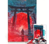 Puzzle da 1000 pezzi per ragazzi Samurai sotto la luna rossa gioco educativo taglio di precisione ottimo regalo per gli appassionati di videogiochi 50x75cm
