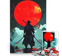 Puzzle da 1000 pezzi per ragazzi Samurai sotto la luna rossa gioco educativo taglio di precisione ottimo regalo per gli appassionati di videogiochi 50x75cm