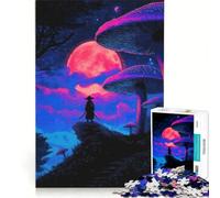 Puzzle da 1000 pezzi per ragazzi Samurai sotto una luna rosa gioco impossibile sfida difficile regalo per amici e familiari 38x26cm