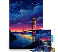 Puzzle da 1000 pezzi per ragazzi,San Francisco Notte Pixel Taglio stretto Gioco di logica divertente Gioco tranquillo Decorazione regalo di Natale (50x75cm)