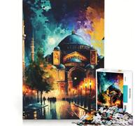 Puzzle da 1000 pezzi per ragazzi, Santa Sofia Istanbul, giocattolo fai-da-te, migliora la memoria, con pezzi di forma casuale completamente ad incastro 50x75cm