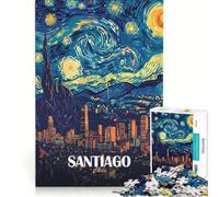 Puzzle da 1000 pezzi per ragazzi Santiago del Cile Notte stellata gioco interattivo migliora la memoria compleanno e Natale 38x52cm