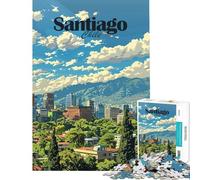 Puzzle da 1000 pezzi per ragazzi Santiago del Cile Skyline Puzzle per adulti giochi rilassanti che migliorano la memoria Ideale come regalo per tutta la famiglia (dimensioni 38x52cm)