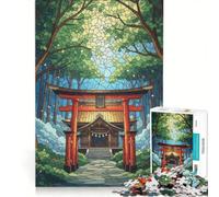 Puzzle da 1000 pezzi per ragazzi, santuario giapponese nella foresta, vetrata artistica, gioco educativo, regalo di compleanno, ideale come regalo per tutta la famiglia 50x75cm