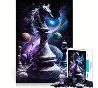 Puzzle da 1000 pezzi per ragazzi scacchi,cavallo nell'universo,incastro perfetto,gioco intelligente,attività per la mente,momento di relax,attività per il compleanno (38x26cm)