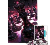 Puzzle da 1000 pezzi per ragazzi scacchiera scura con re stimola la mente un'opera d'arte giochi divertenti adatti a partire dai 14 anni (38x26cm)