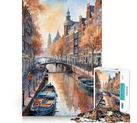 Puzzle da 1000 pezzi per ragazzi,scena del canale di Amsterdam,disegno di precisione,gioco cognitivo,regalo per momenti di relax,decorazione natalizia (50x75cm)