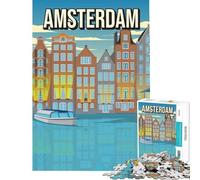 Puzzle da 1000 pezzi per ragazzi scena del canale di Amsterdam skyline della città arte di viaggio puzzle per ragazzi taglio di precisione sfida educativa regalo di compleanno regali 50x75cm