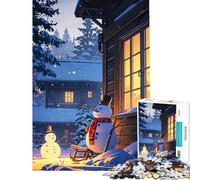 Puzzle da 1000 pezzi per ragazzi scena di baita invernale con pupazzi di neve ideale per compleanni e Natale Un'opera d'arte un gioco rilassante per ragazzi dai 14 anni in su (50x75cm)