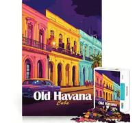 Puzzle da 1000 pezzi per ragazzi,scena di strada della vecchia Avana,Cuba,con bordi netti,gioco di concentrazione,regalo,gioco di svago,decorazione natalizia da parete (38x26cm)